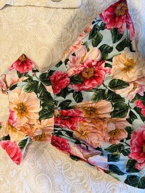 Dolce & Gabbana Girls Floral Cotton Dress in Pink, Peach & Green